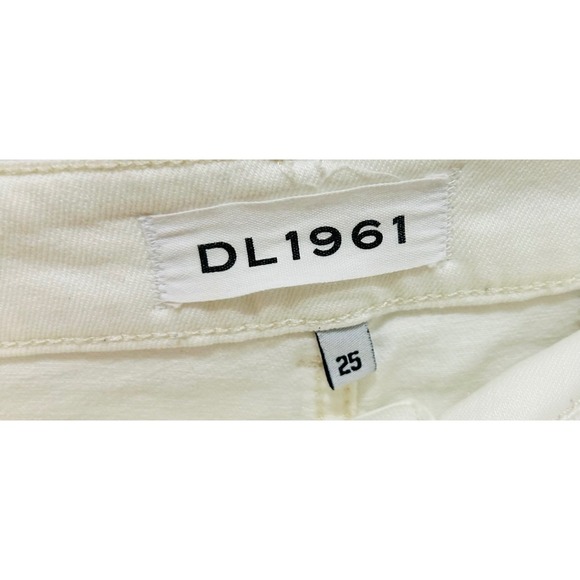 DL1961 Jackie High Rise Cropped‎ Flare Jeans White Distressed Raw Hem Size 25 - Picture 2 of 7